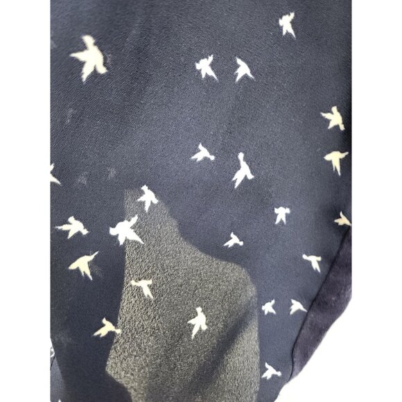 Papermoon Stitch Fix Womens BOHO Top Medium Navy Bird Print Short Sleeve Office - Picture 5 of 9